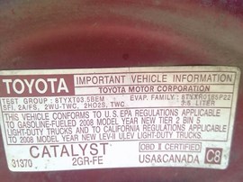 2008 TOYOTA HIGHLANDER, BURGUNDY, LIMITED, 3.5L, FWD,   Z25172